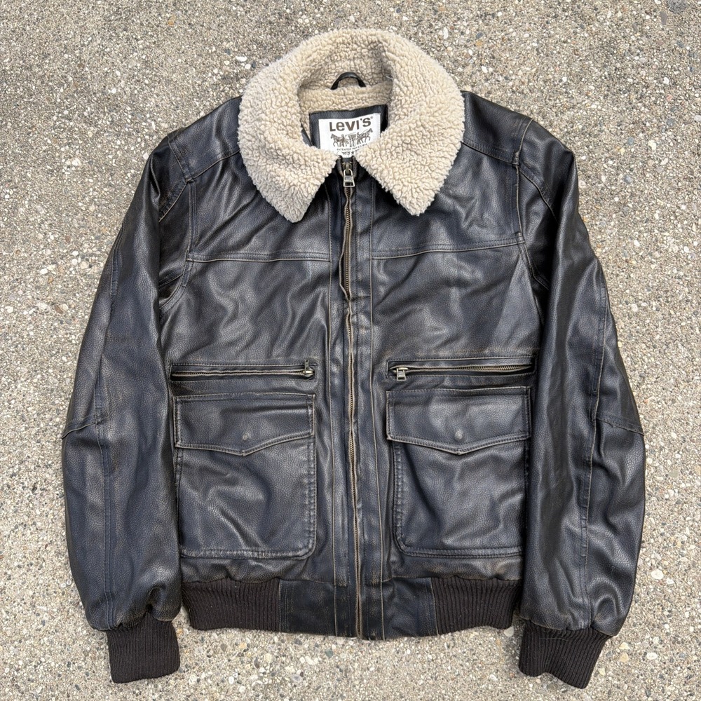 Levi's' G-1 Flight‎ Bomber Jacket Men's Size Small Sherpa Lined Brown